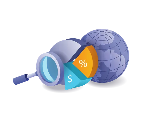 Calculating world population with a graph chart  일러스트레이션