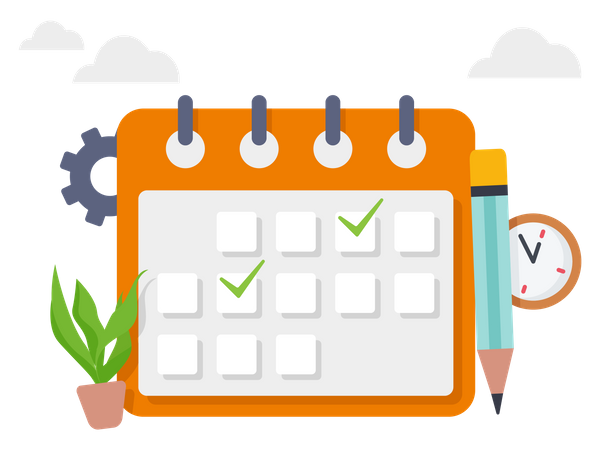 Calendar date with checkmark  Illustration