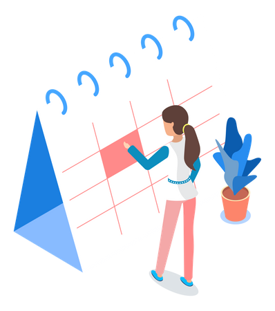 Calendar management by businesswoman  Illustration