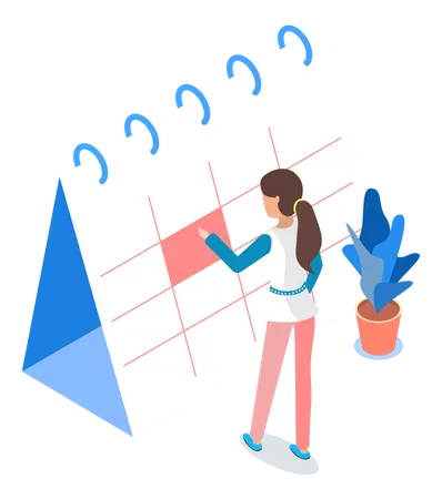 Calendar management by businesswoman  Illustration