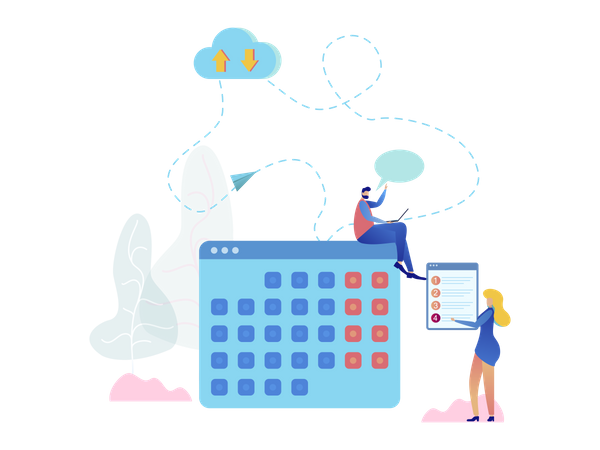 Calendrier en ligne du service cloud  Illustration