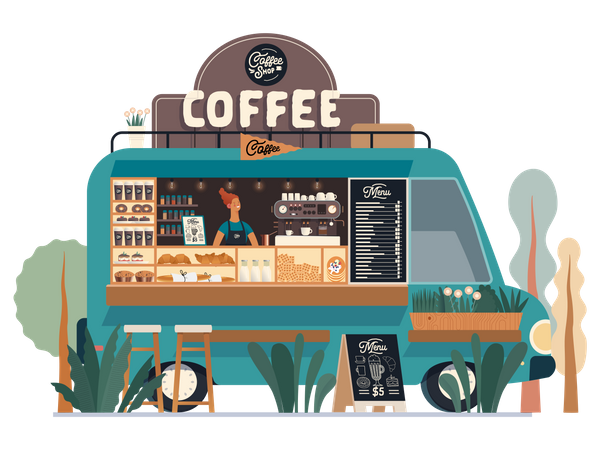 Caminhão de café  Ilustração