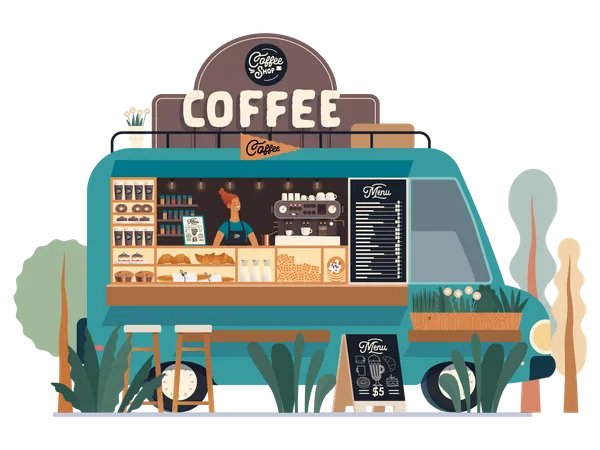 Caminhão de café  Ilustração