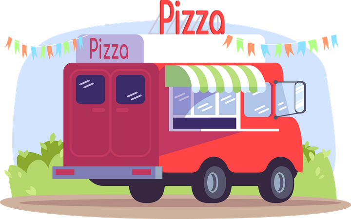 Caminhão de pizza  Ilustração