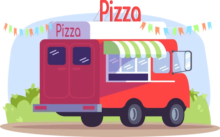 Caminhão de pizza  Ilustração