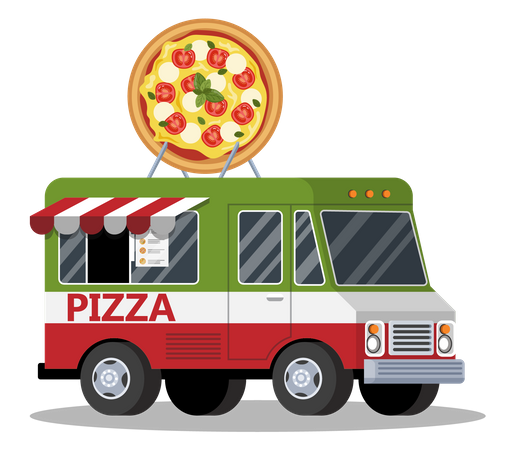 Caminhão de pizza  Ilustração