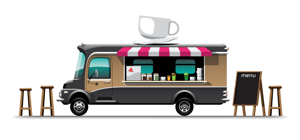 Camion de cafe  Ilustración