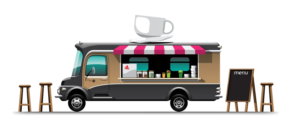 Camion de cafe  Ilustración