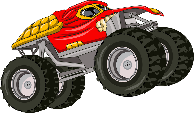 Voiture de camion monstre rouge  Illustration