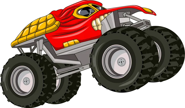 Voiture de camion monstre rouge  Illustration