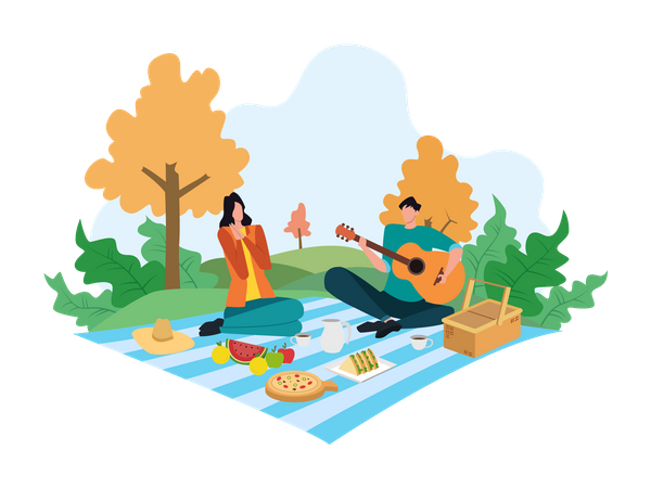 Camping With Friends  Illustration