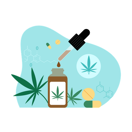 Medical research working on cbd oil  イラスト