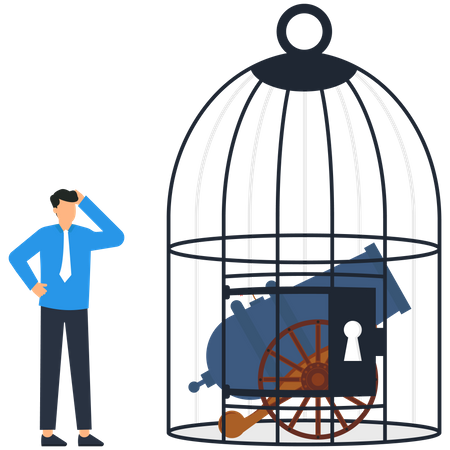 Canon à l'intérieur de la cage  Illustration