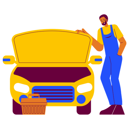 Car fixing mechanic  Illustration