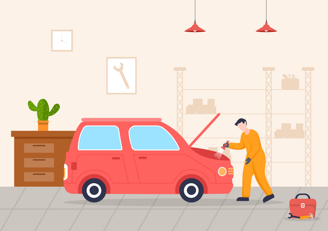 Car Maintenance  Illustration