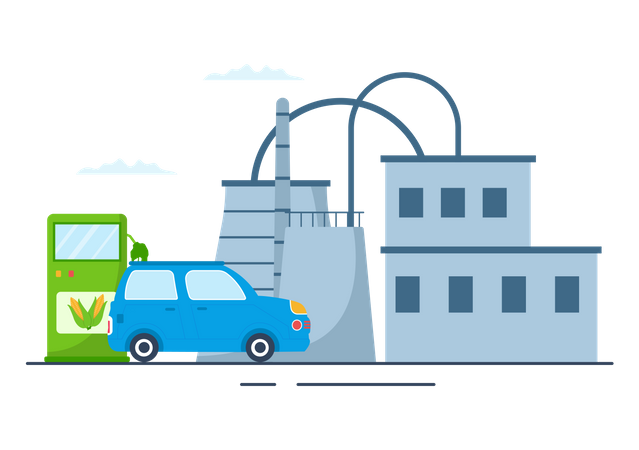 Car refueling with Biofuel  Illustration