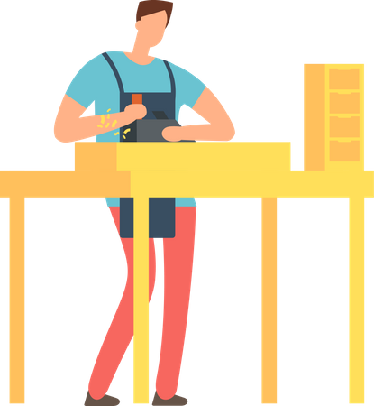 Carpenter making furniture  Illustration