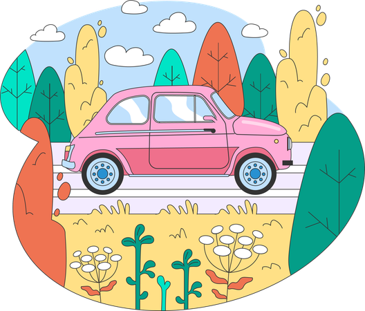 Carro de viagem  Ilustração