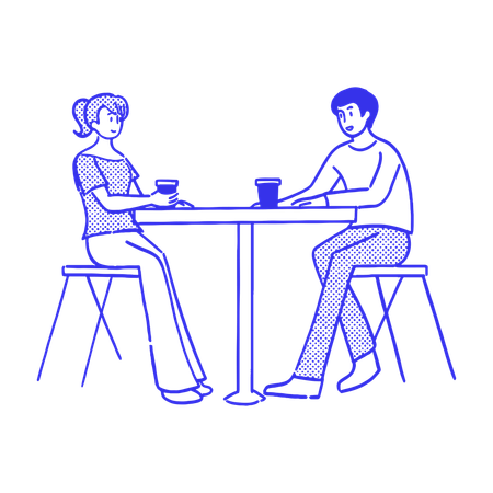 Casal no café  Ilustração