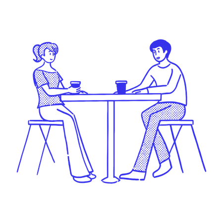 Casal no café  Ilustração