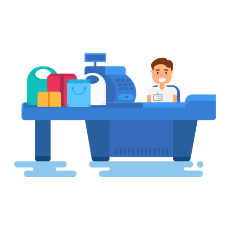 Cashier at shop  Illustration