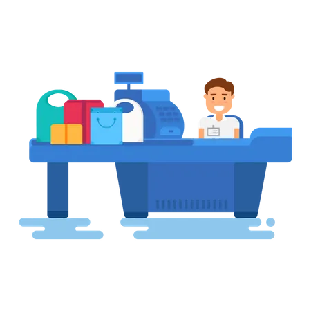 Cashier at shop  Illustration