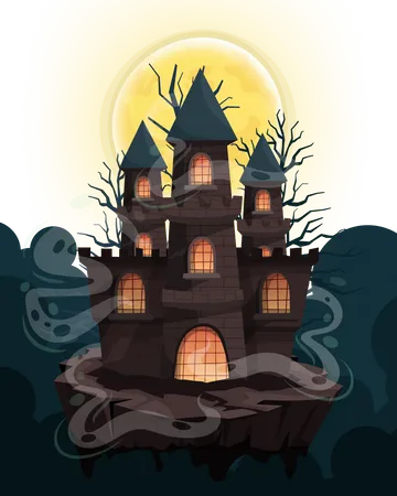 Feliz Castelo de Halloween  Ilustração