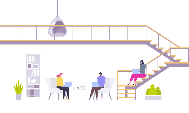 Casual Businesspeople Group In Coworkers Center  Illustration