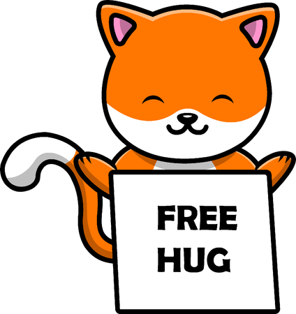 Cat With Free Hug Boarding  Illustration