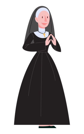 Catholic nun wearing traditional black clothes  イラスト