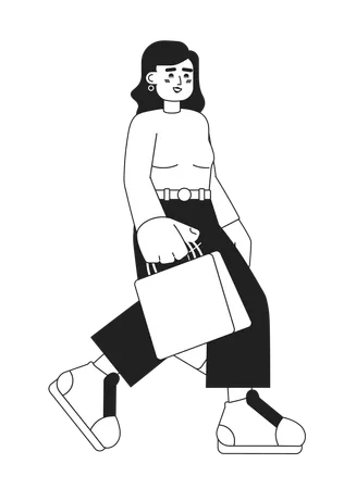 Caucasian lady with shopping bags  Illustration