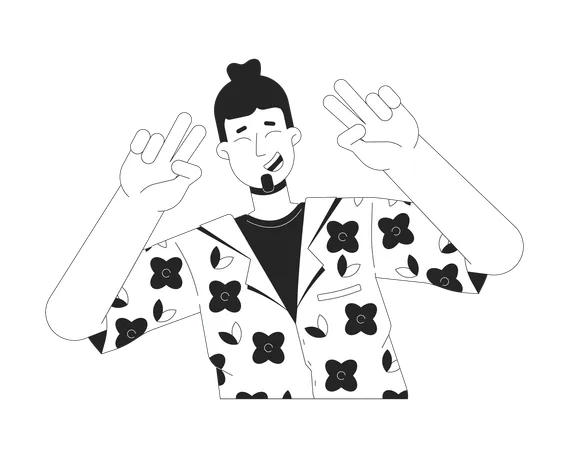 Caucasian man peace fingers  Illustration