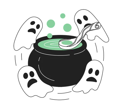 Cauldron with ghosts  Illustration