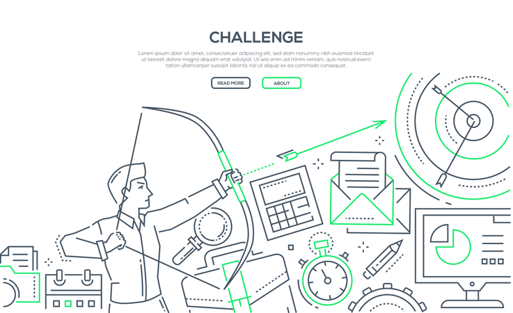 Challenge - Modern Line Design Style Illustration  Illustration