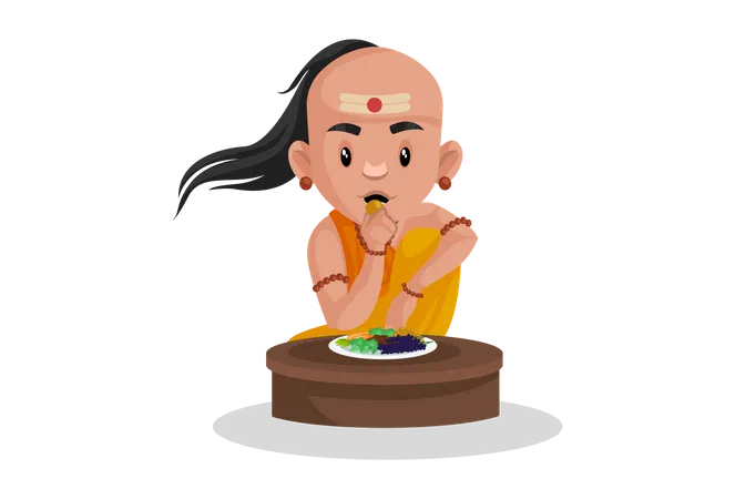 Chanakya eating fruits  Illustration