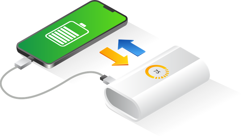 Charging smartphone from power bank  Illustration