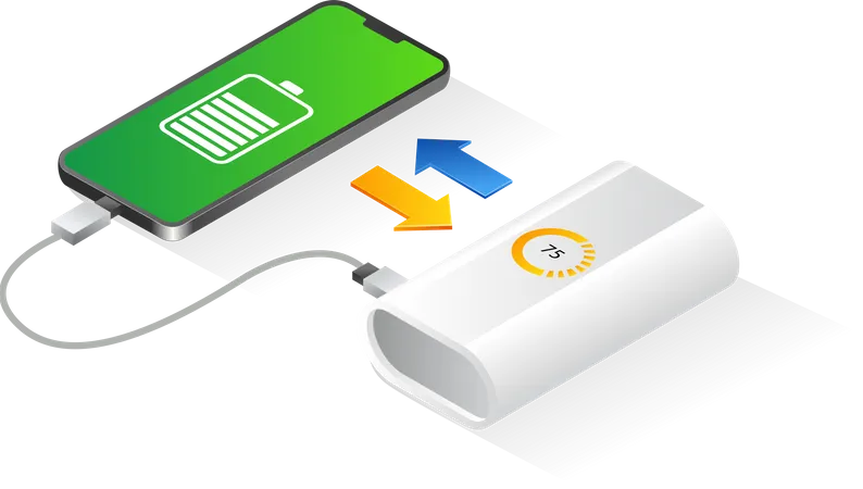 Charging smartphone from power bank  Illustration