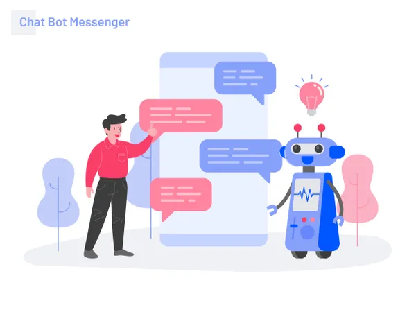 Chat Bot Messenger Illustration Concept  Illustration