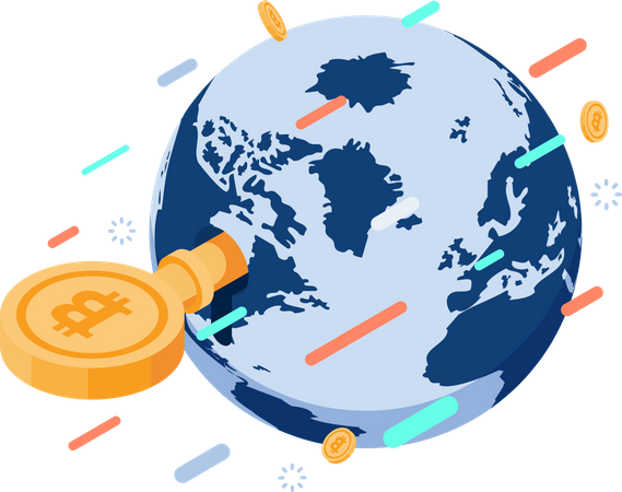 Chave Bitcoin desbloqueia o mundo  Ilustração