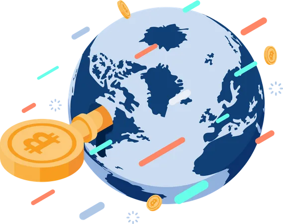 Chave Bitcoin desbloqueia o mundo  Ilustração