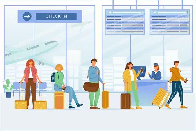 Check in airport zone  イラスト