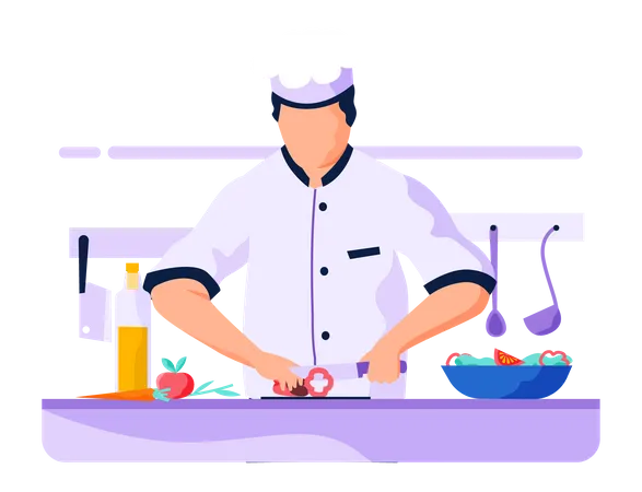 Chef is cooking salad  Illustration