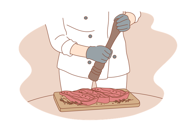 Chef is sprinkling spices on food  イラスト