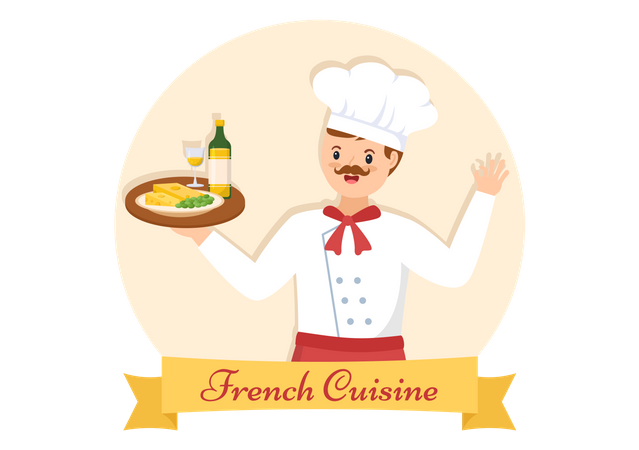 Chef Making French Food  イラスト