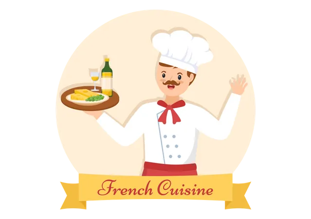 Chef Making French Food  イラスト