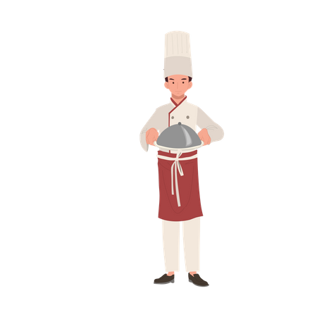 Chef Serving Delicious Gourmet Food  イラスト