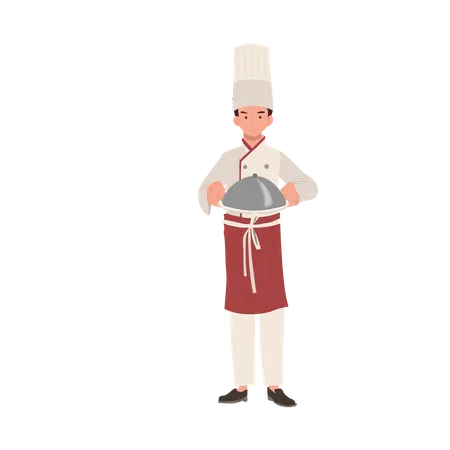 Chef Serving Delicious Gourmet Food  イラスト