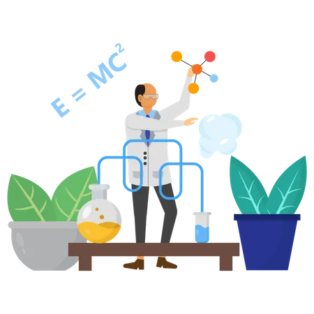 Chemical experiment with test tube  Illustration