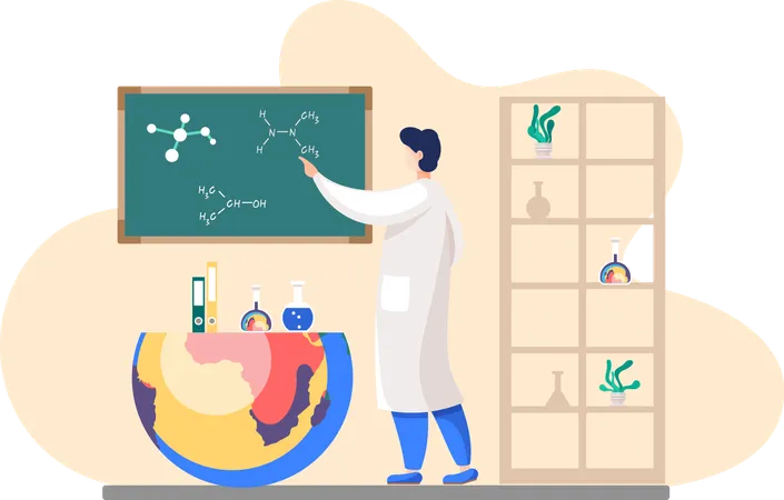 Chemical researcher with investigations  Illustration