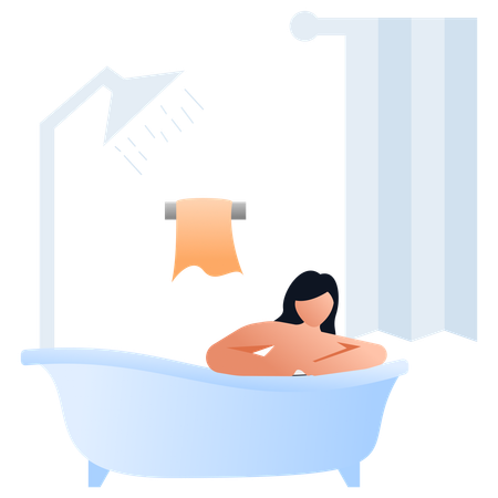 Chica tomando ducha  Ilustración